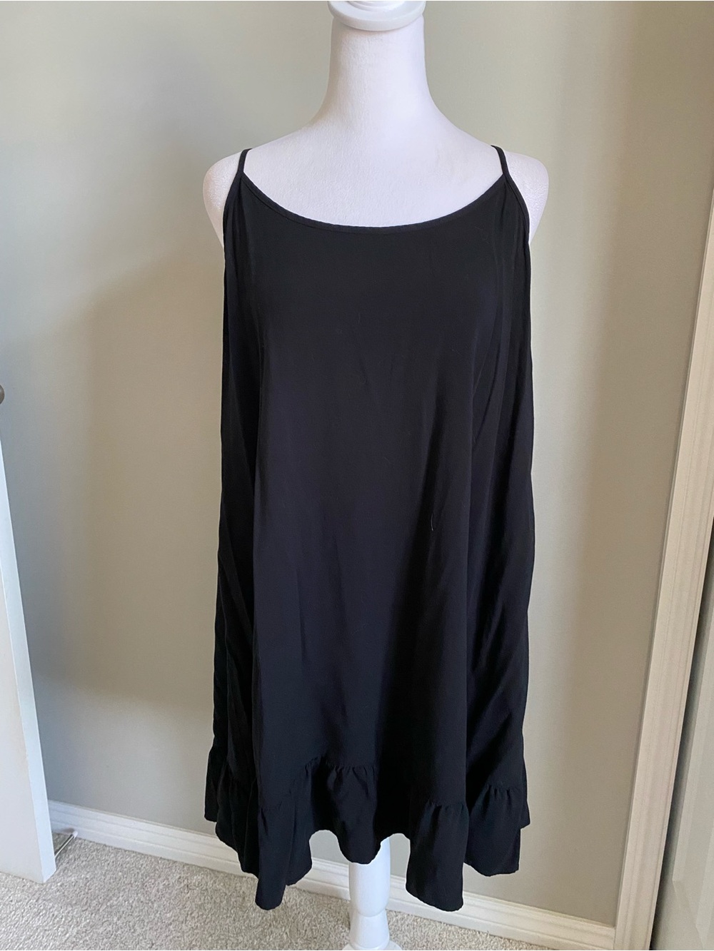 wild fable Black Sleeveless Dress with Ruffle Hem